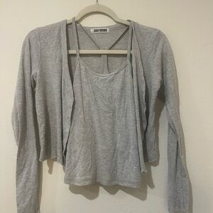 Joah Brown Ribbed Cardigan and Cami
